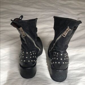 AS98 NWT Studded Leather Ankle Boots Size 11 EU42